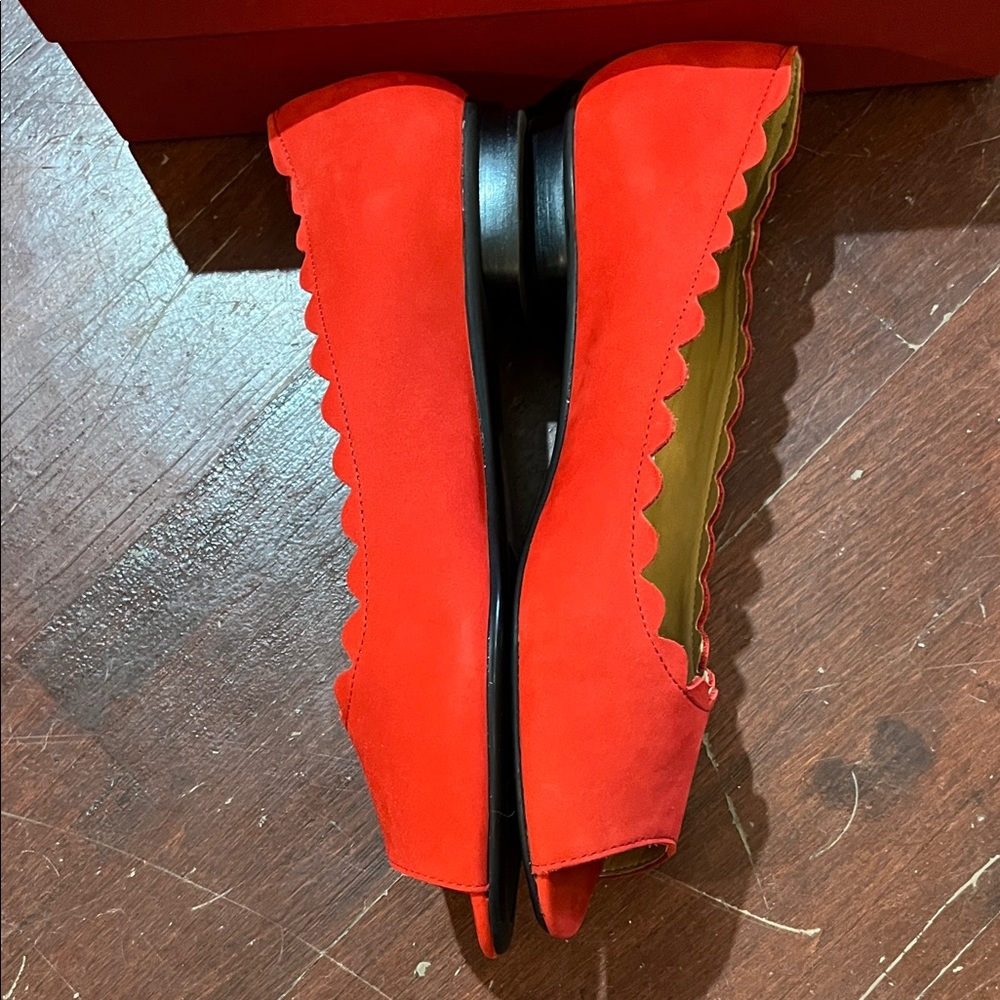Vaneli Red Scalloped Flats - Picture 6 of 13